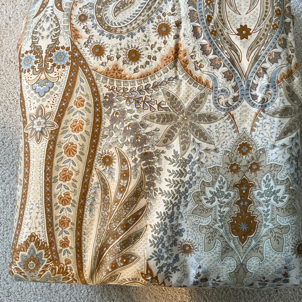 Pottery Barn Organic Cotton Blythe Paisley Queen Duvet Cover and 2 Pillow Shams